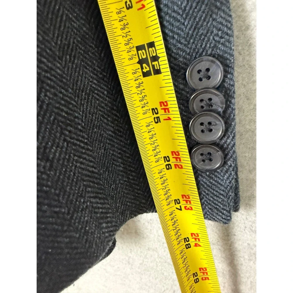 Banana Republic Mens 46L Herringbone Recycled Wool Blend Blazer Sport Coat Navy